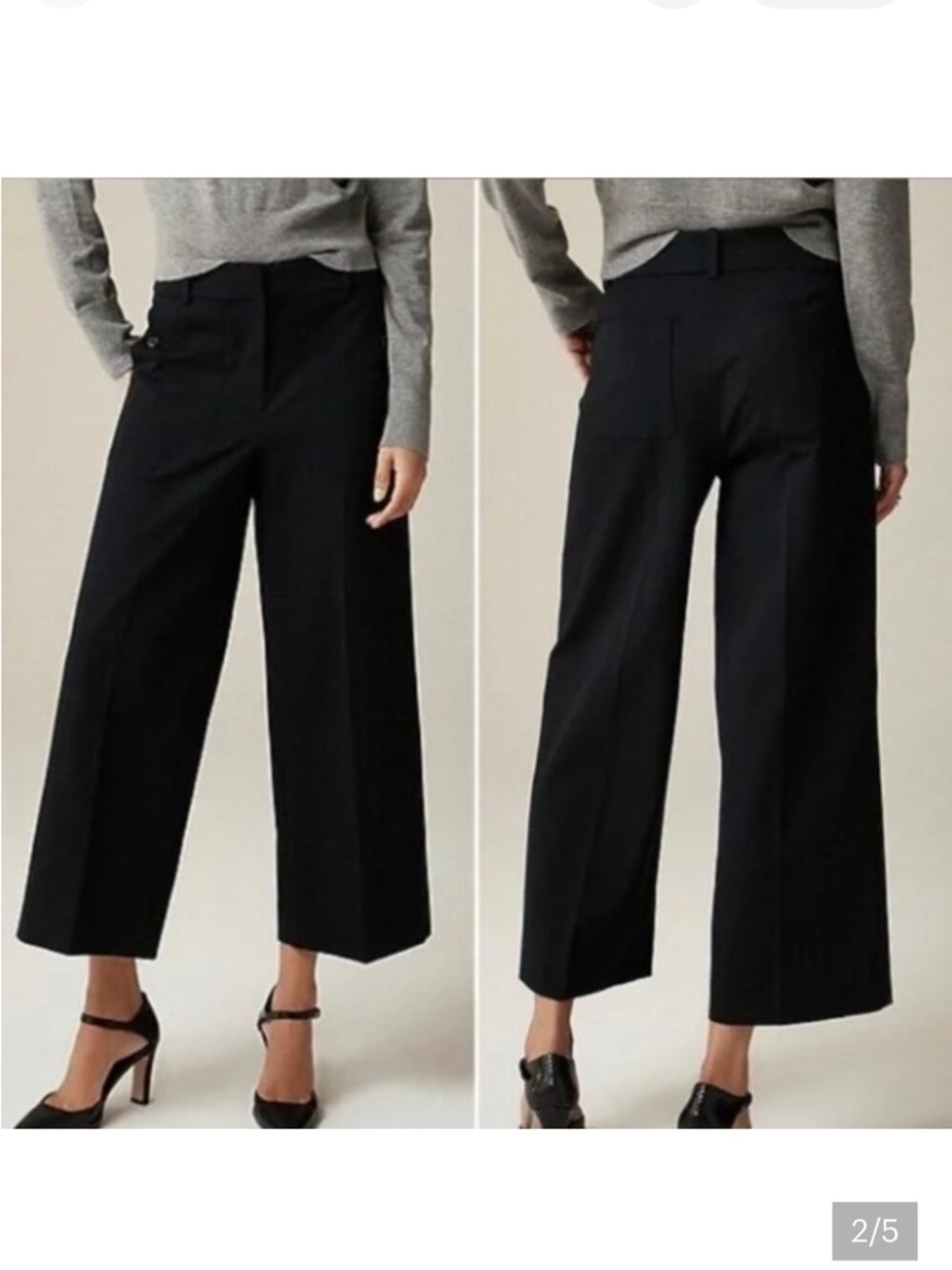 JCrew Sydney Pants. Womens black  Wide-Leg Cropped Pants